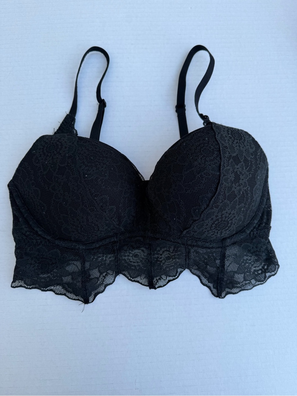 PINK Victoria's Secret Black Lace Longline Bra